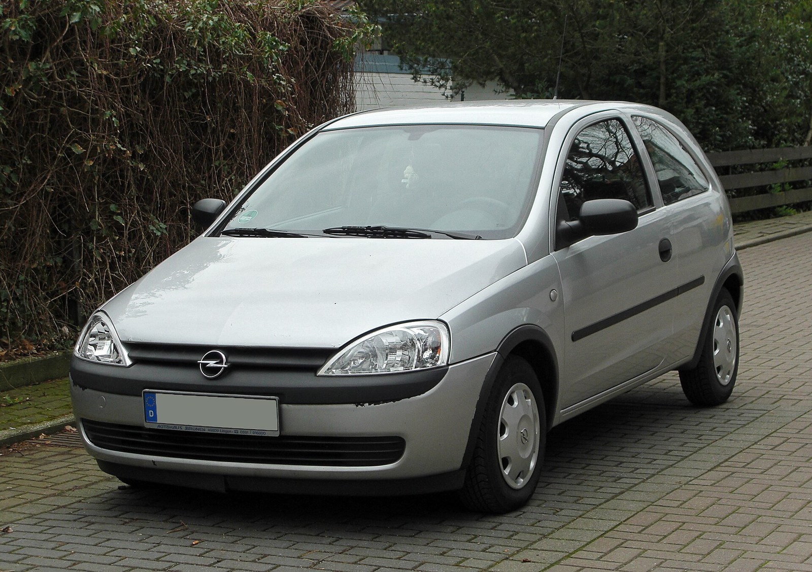 Gümüş Opel Corsa C 1.2 16V ECOTEC ön görünüm