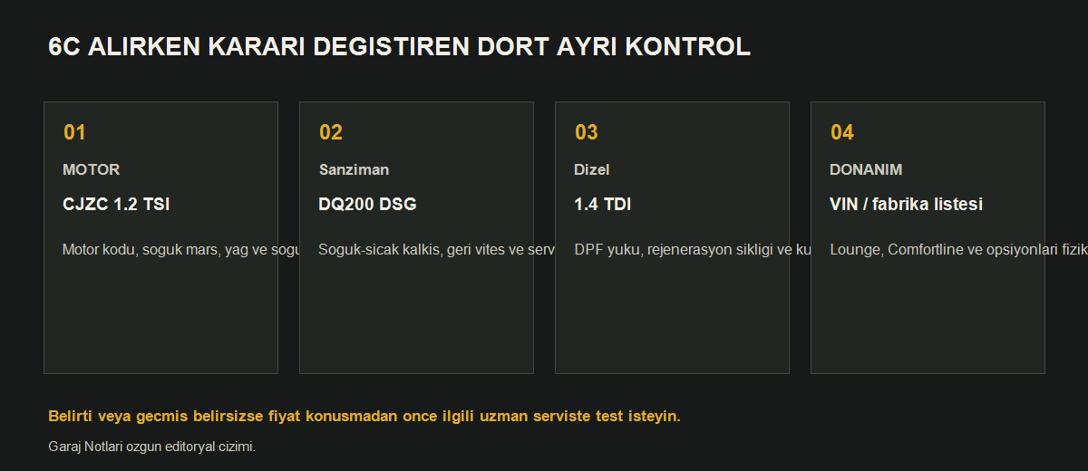 Volkswagen Polo 6C alım öncesi motor, DSG, DPF ve VIN kontrolü